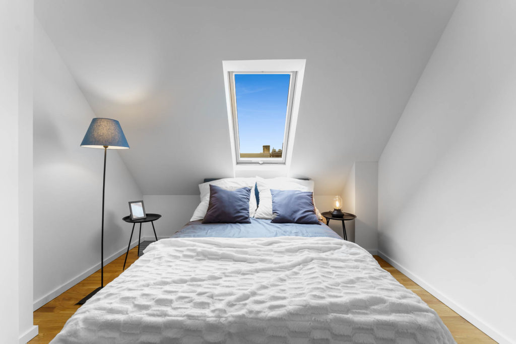Immobilienfotografie von einer möblierter Musterwohnung zum Verkauf (Eigentumswohnung) in Zürich, Schweiz.